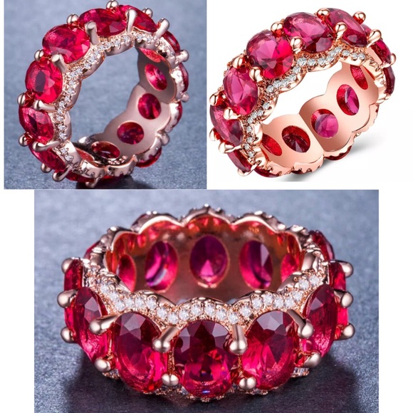 Sublime Sapphire Paved Rose Gold Wedding Band Ring - Picture 7 of 7